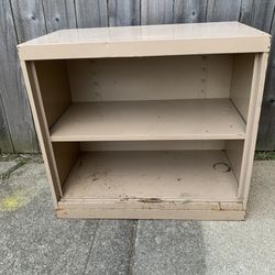 Metal Cabinet w/adjustable shelf. Not to pretty, but heavy, solid, functional. 30.1/2”Wx28”Hx16.7/8”D. 