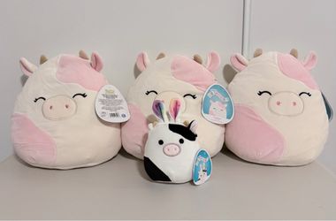 Rare Cow Squishmallow Lot (3x 10" Caedyn & Easter Connor) - NEW WITH TAGS!