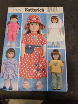18 Inch Doll Pattern New Butterick , Sewi G Doll Clothes Fabric Crafts Fashion Children