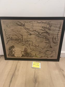 Original vintage 1939 offset lithograph of the Robert Ball pictorial map - framed good condition