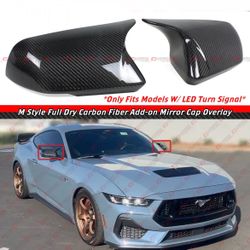 24-26 Ford Mustang Carbon Fiber M Style Side Mirror Cover W/ LED Light