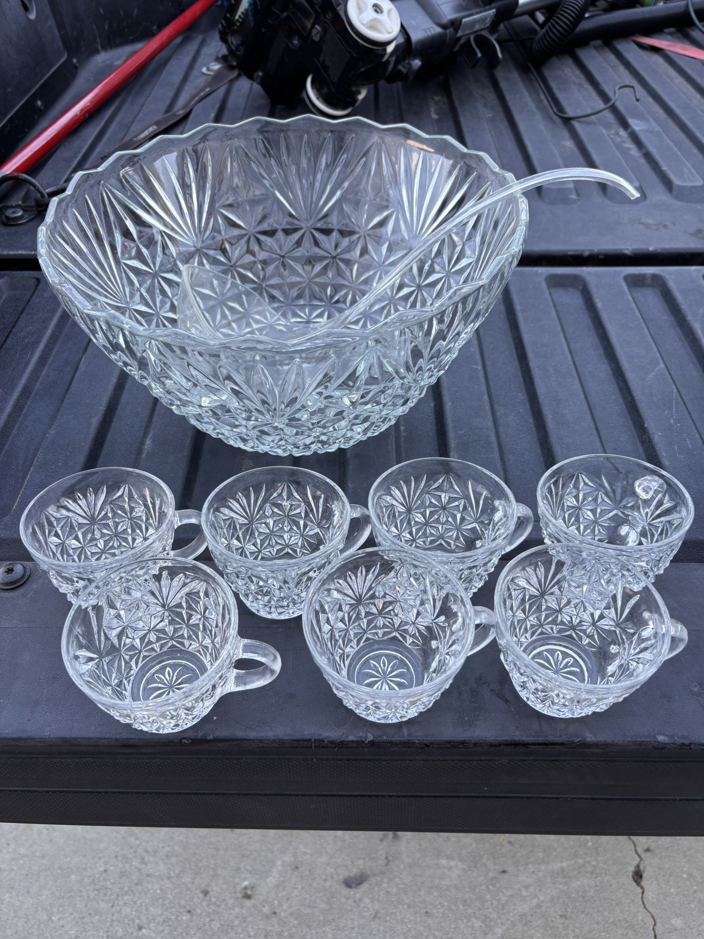 1950s Anchor Hocking Arlington Pattern Punch Bowl Set