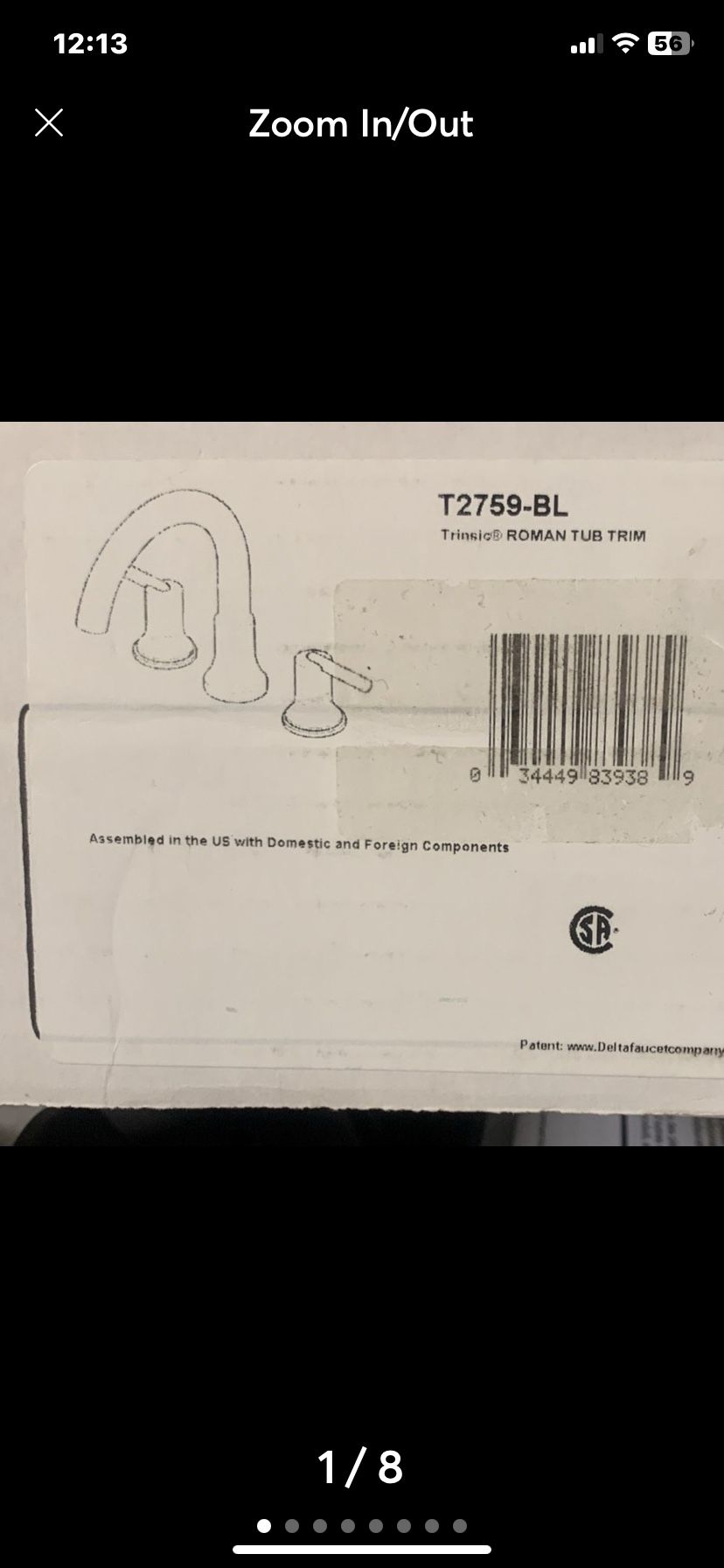 Delta Faucet Trinsic Roman Tub Trim, Delta T 2759 BL. Matte Black. Pg