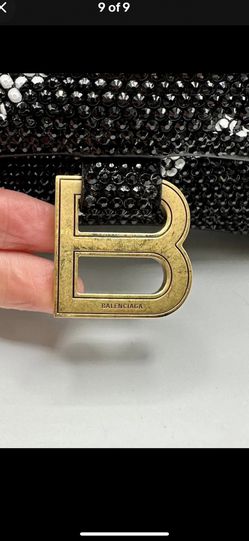 Balenciaga Hourglass XS Handbag With Chain and Allover Logo