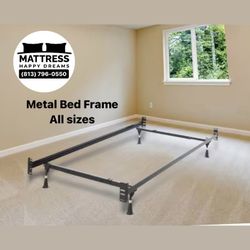 Metal Bed Frame Adjustable To Twin/Full Size Holds Up To 1000 lb. Distributed Weight 63” L. Delivery Available