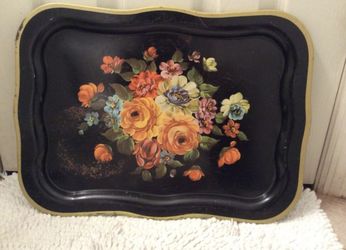 Vintage floral tin tray