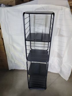 VASAGLE 4-Tier Rotating Bookshelf, Bookcase with Bookends for Small Spaces, Corner Shelf, Steel Frame, Ebony Black and Ink Black ULLS127B56
