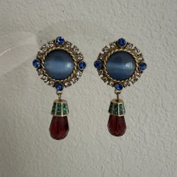 SZY women’s signed vintage blue & brown drop Earrings