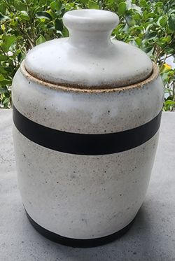 Handmade Ceramic Jar with Lid with Black Band