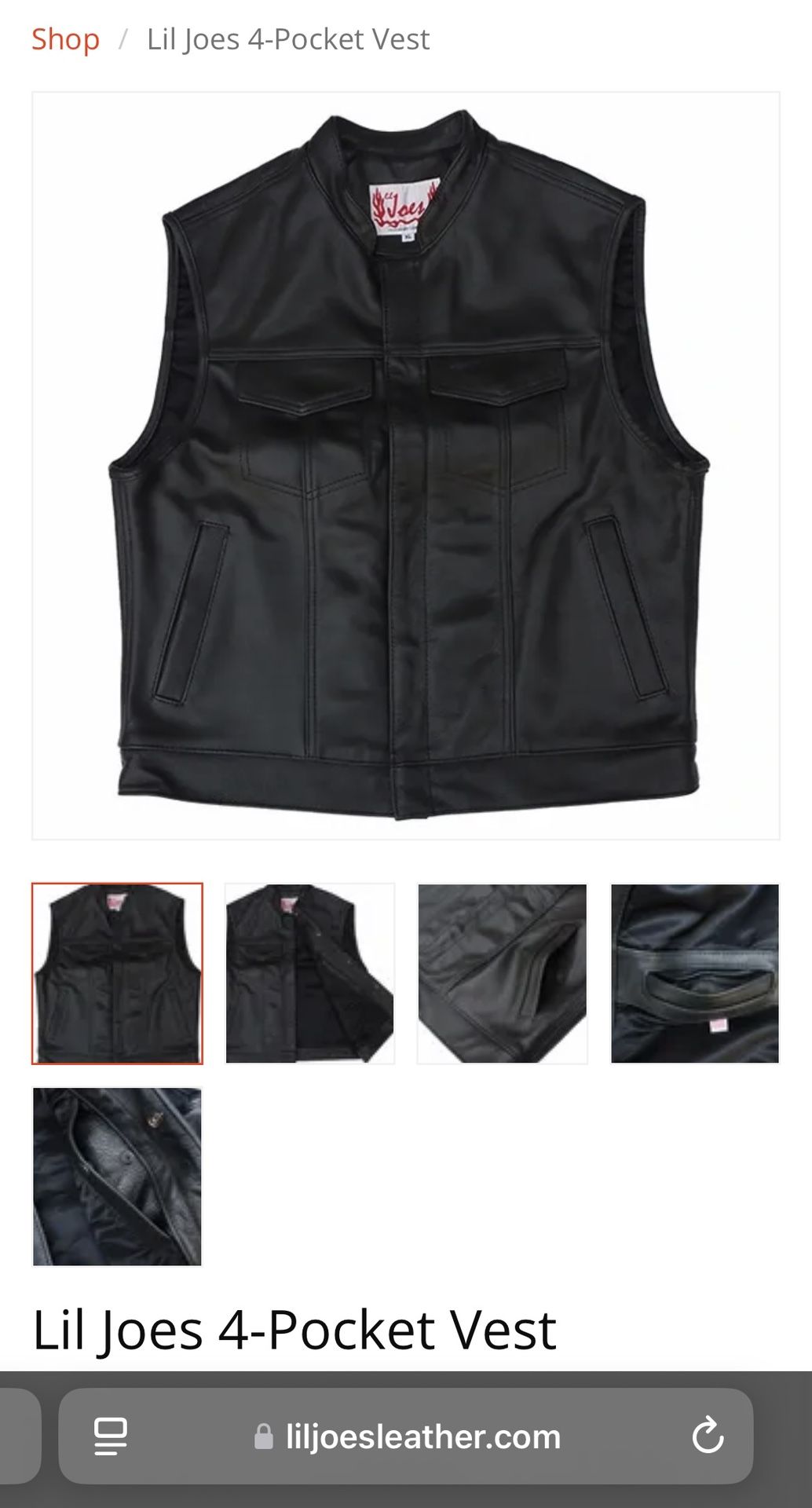 Lil Joes Large Leather Vest NEW Club Style Biker