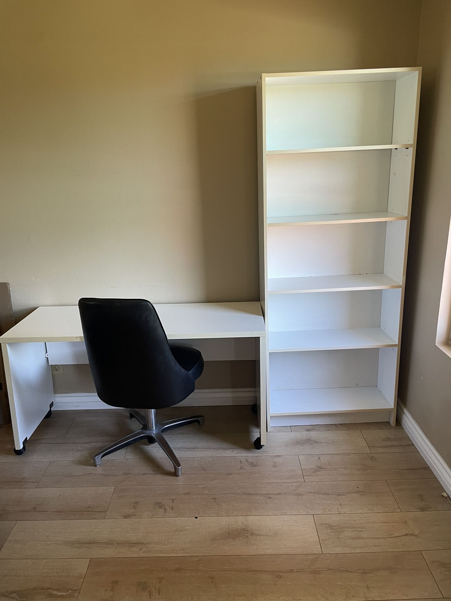 Desk, Chair And Bookcase Set