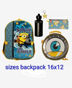 Backpack included 5 pieces minions