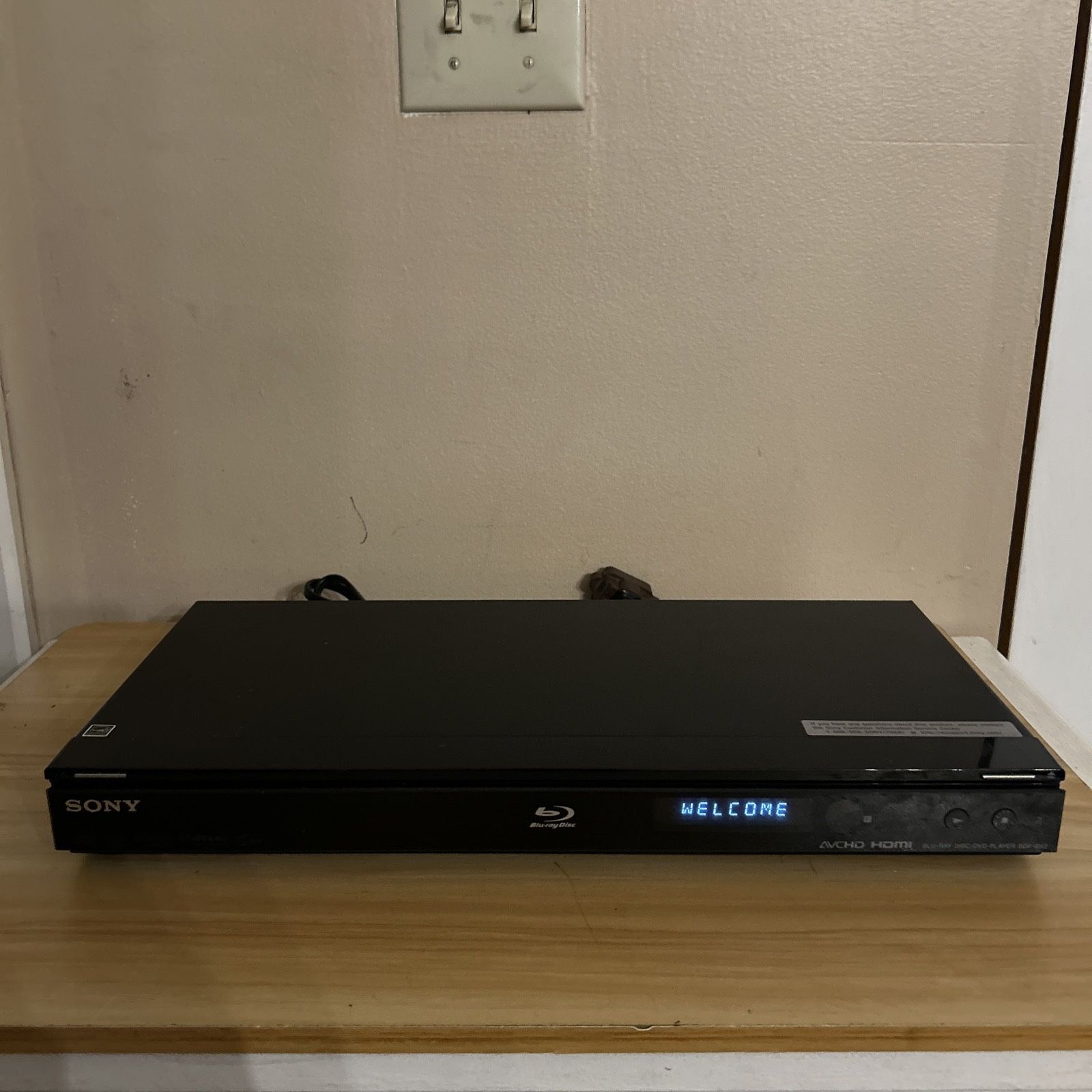 Sony BDP-BX2 Blu-Ray Bluray Slim DVD Disk Movie Film TV Player w/ NO Remote