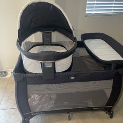 Baby Pack N Go Playpen In Like New Condition. Comes With A Lot,  Like A Dome And Changing Table ( Gray Color)only Used Twice.