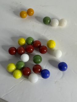 Assorted Game Replacement Marbles Yellow Orange Blue Green Red White Glass 14mm