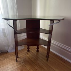 Vintage Ladies Glass Topped Dressing Table