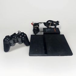 Sony PlayStation 2 Slim SCPH-75001 + Controller, Power, AV Cables -WORKS