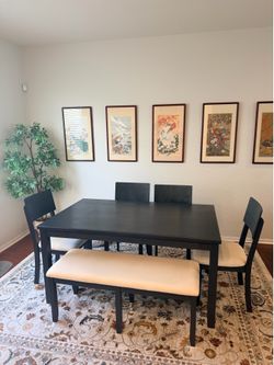 Dining Table, Chairs and Bench Set