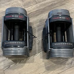 Power Block sport adjustable dumbbells 50lbs