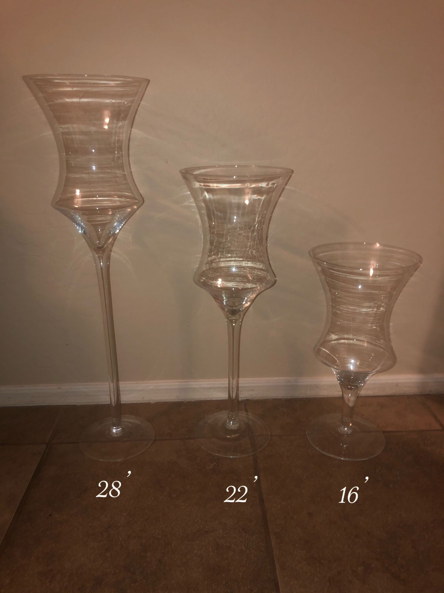 New Large Clear Glass Candle Holders $65 Firm PUO 
