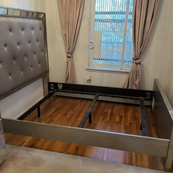 Macy’s Queen Size Tufted Mirrored Bed