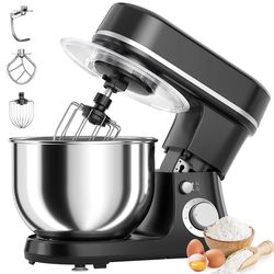 Black 5.3QT Stand Mixer 800W w/ Attachments, Mezcladora de harina