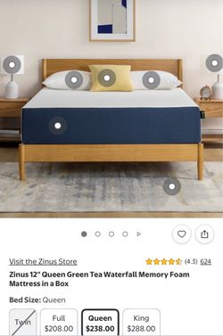 Zinus 12" Queen Green Tea Memory Foam Mattress