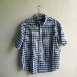 Towncraft Men’s Plaid Short Sleeve Button Up Shirt Size Large Like New