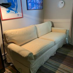 Lillian August Quality 90” Sofa  Slip covers Good Condition  Super Comfortable 