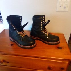 Black Leather Boots Size 10 Worn Only 2 Times