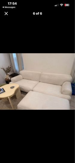 Article Abisko 91” Sofa + Ottoman – Quartz White Performance Fabric
