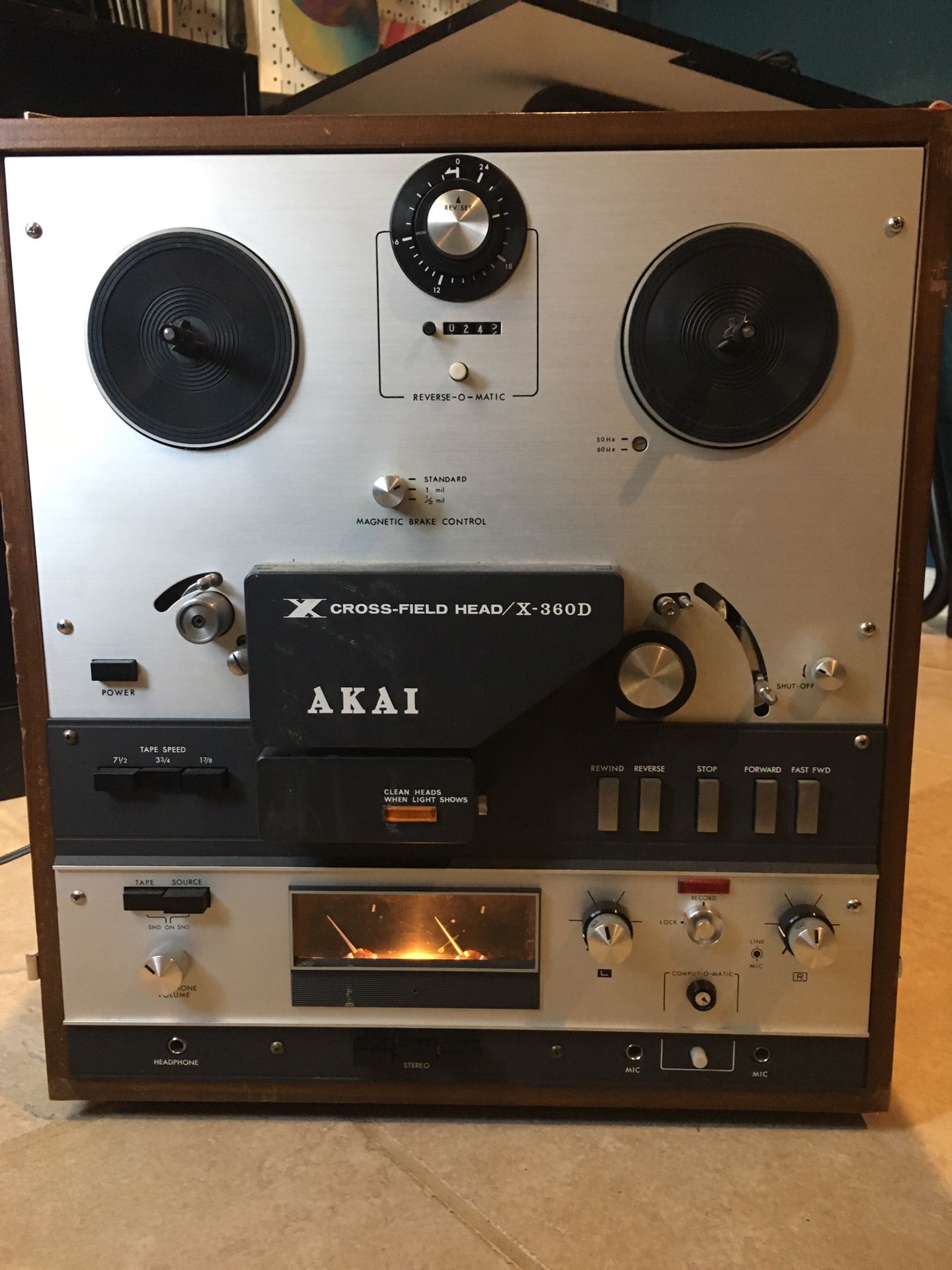 AKAI X-360D REEL TO REEL Player Recording DECK 3 SPEED Cross Field Vintage
