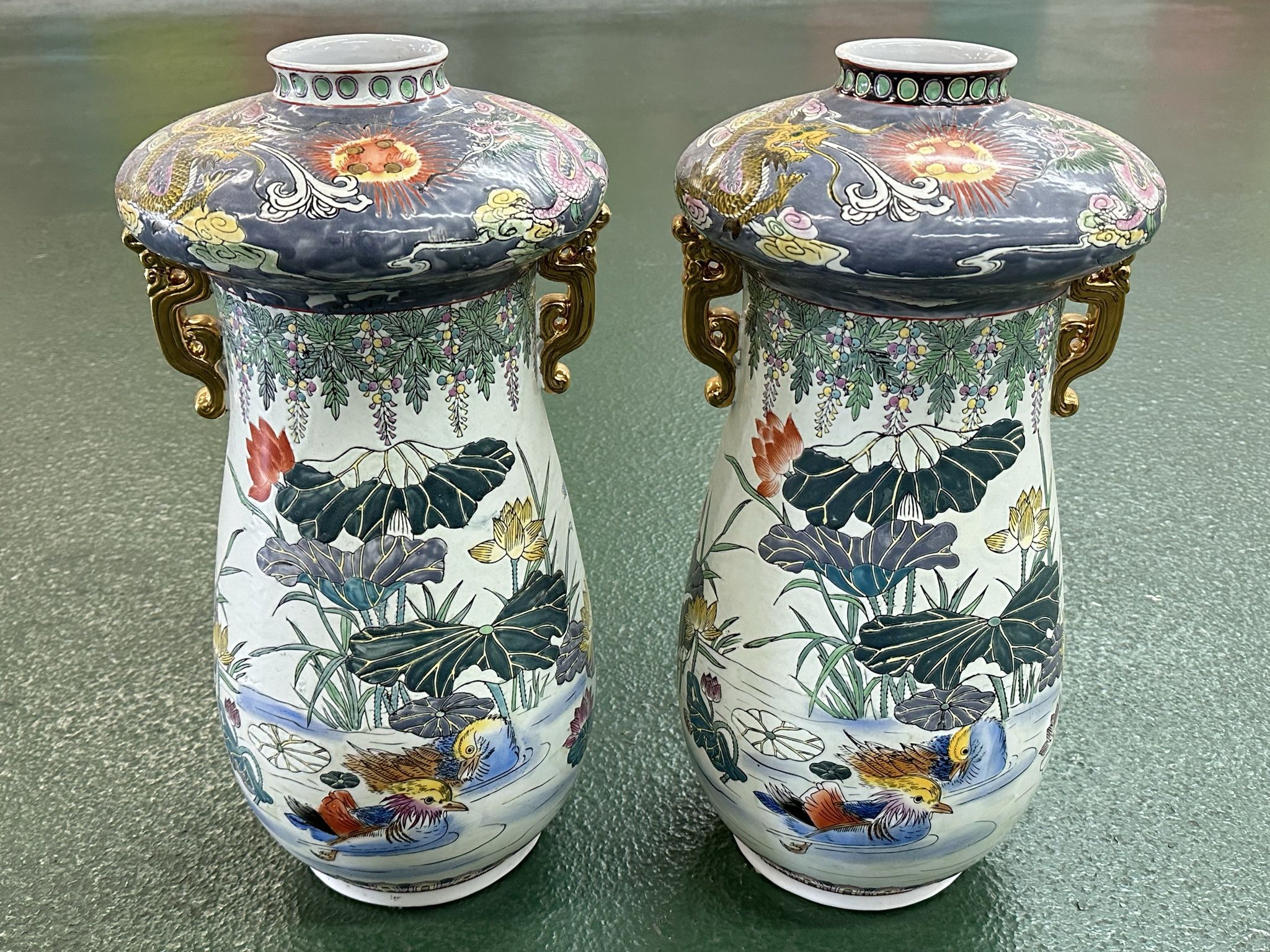 Antique Chinese Porcelain Floor Vases Hand Painted 20"