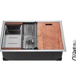 VEVOR
30 in. Kitchen Sink Workstation, 304 Stainless Steel Undermount Sink, Drop-In Single Bowl Farmhouse Basin with Ledge