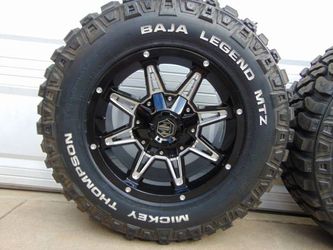 4 New 17X9 Black/Silver Mayhem Rampage Rims 265 70 17 Mickey Thompson Tires 10PLY 6X5.5 & 6X135