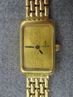 Corum 5 gram 24k Ingot Yellow Gold w/ Diamond Crown Wrist Watch