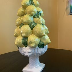 Mid-Century Modern.  Italian Majolica Lemon Topiary Table Centerpiece
