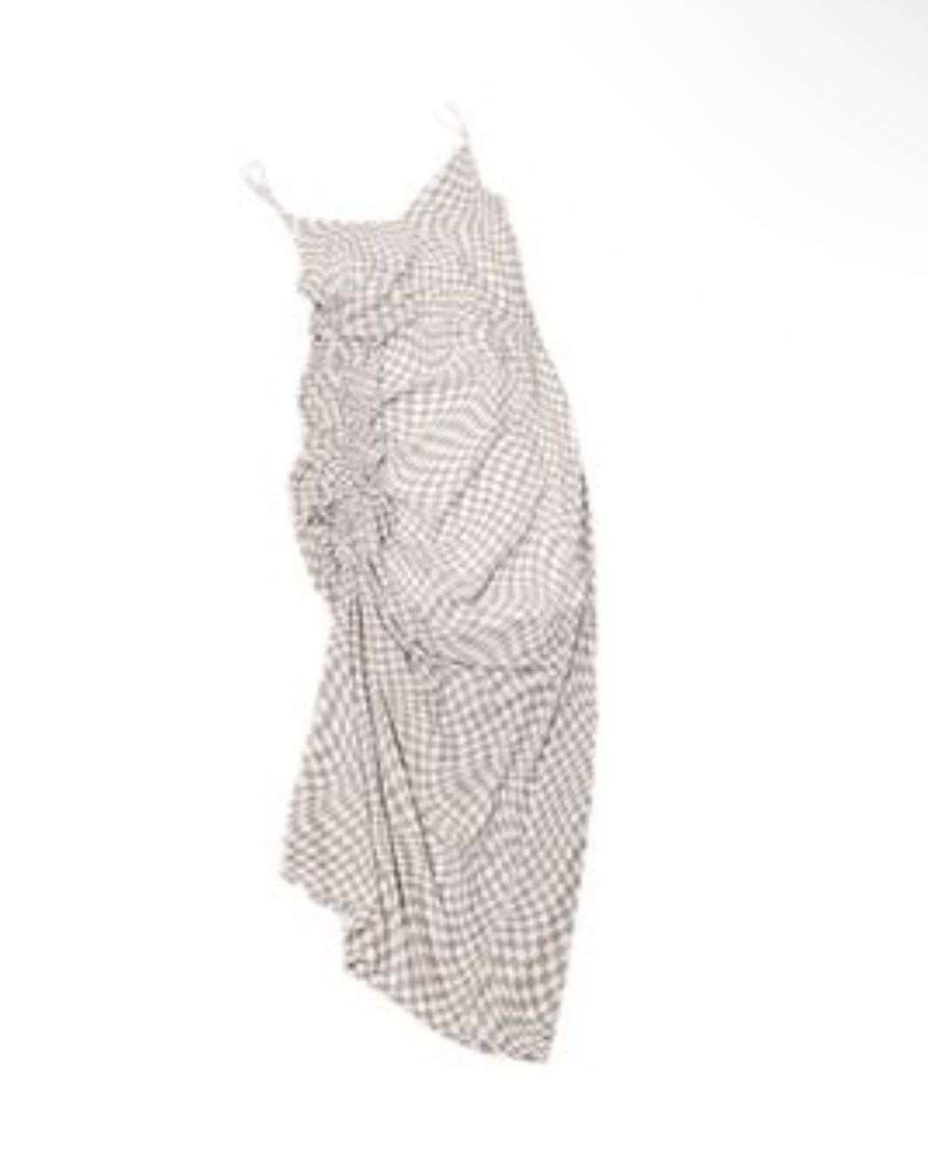 Checkerboard Ruched Midi Dress