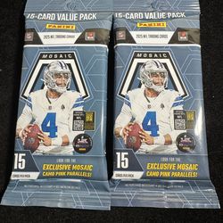 (2) 2025 PANINI MOSAIC FOOTBALL FAT PACK Cello Value Factory Sealed