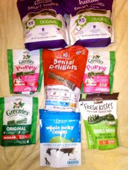 Eight Bags Of Brand New Dog Treats 