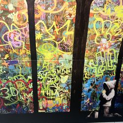 🖼️ Banksy “Forgive Us Our Trespassing” – Massive 3-Piece Wall Print (Rare Find!)