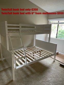 Free delivery. $350 for bunk bed only. $550 with mattresses.  Assembly required. Assembly not included. Cash upon delivery please.