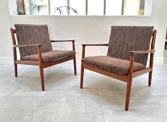 Vintage Danish Modern Teak Lounge Chairs 