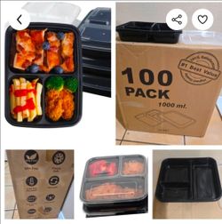 💥Sale New 100ct Compartment Lunch Box Microwavable BPA free Container for Meal Prep Takeout ( Reseda Ca)