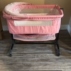 Pink Bedside Bassinet 