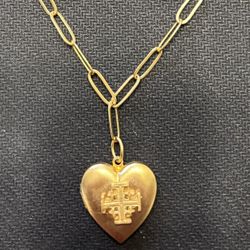 Susan Shaw Heart Locket Pendant On Paperclip Chain