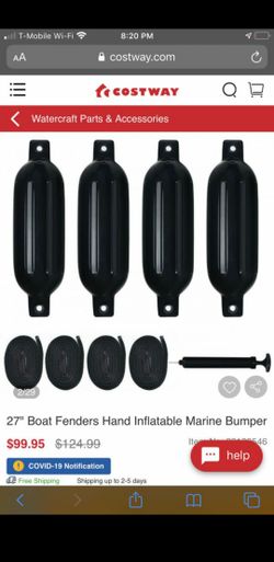 2 sets white and black 27 " boat fenders