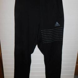 Adidas Trackpants Mens M Black Zipper Ankle Soccer Pants 
