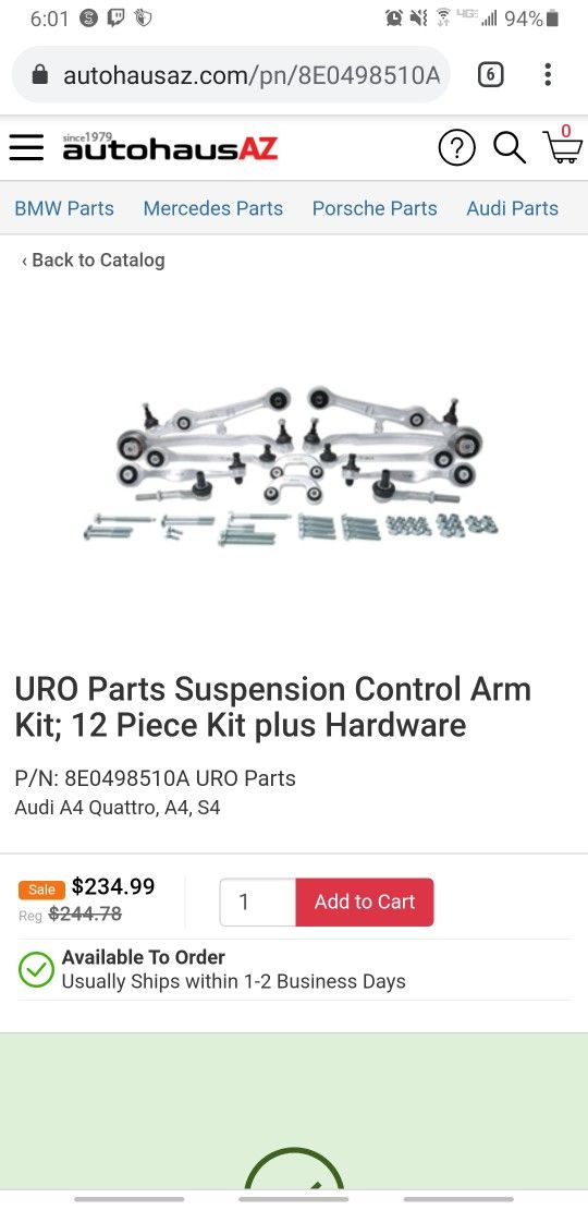 Audi B6  Suspension control arm kit 