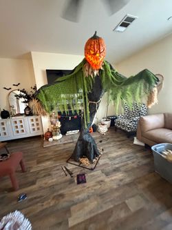 Giant Halloween 🎃 pumpkin jack o lantern scarecrow spooky pumpkin patch